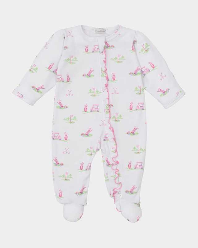 Girl's Fairway Foursome Zip Footie, Size Newborn-9M